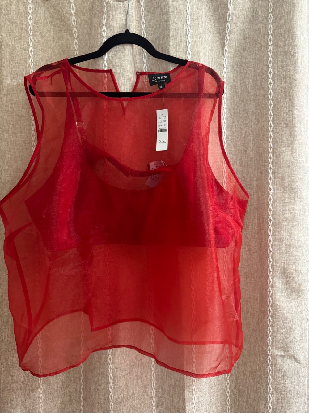 J. Crew Red Sheer Sleeveless Camisole Top